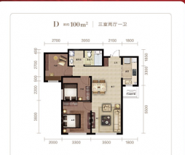 3室2厅1卫户型图